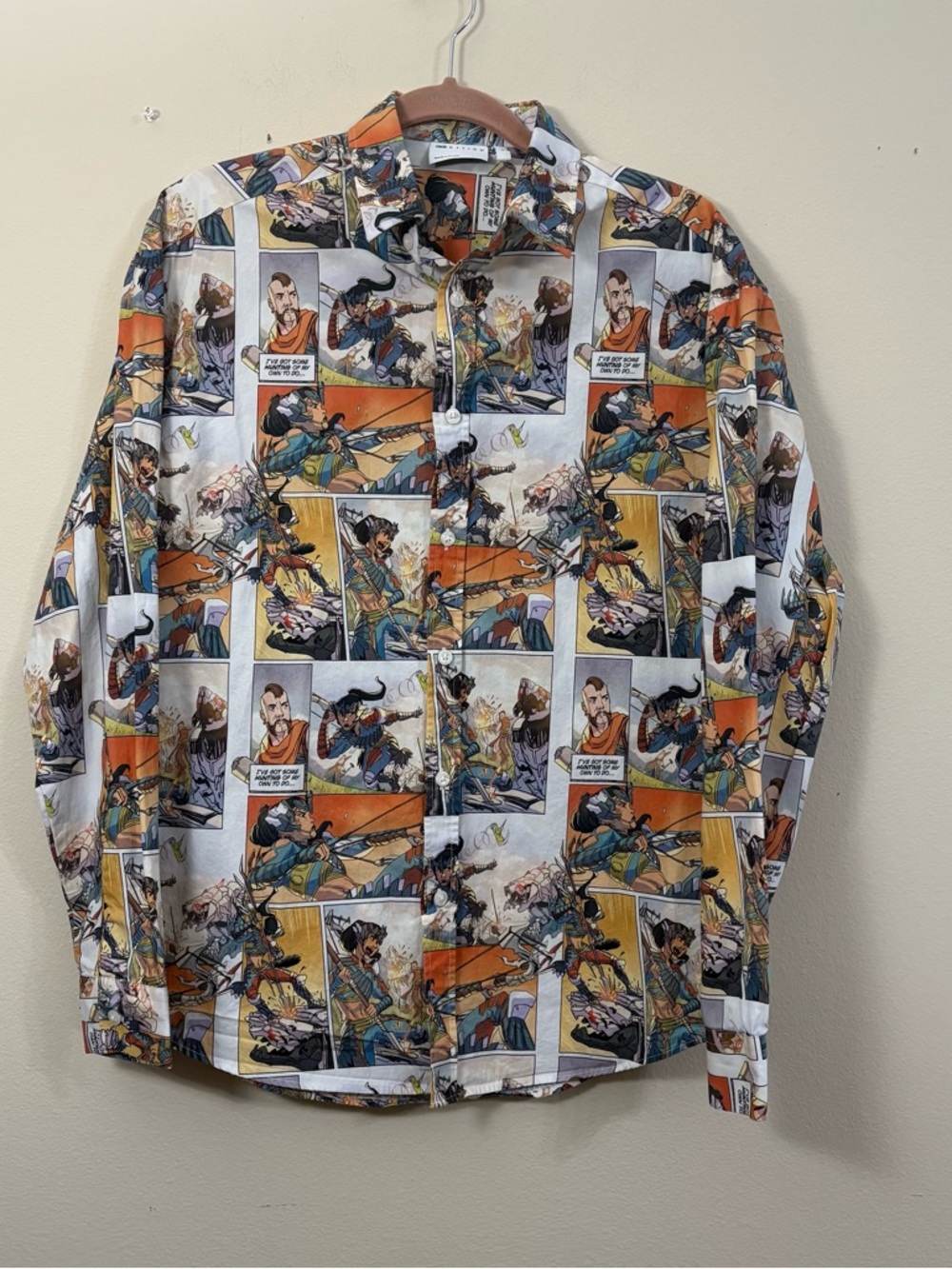 ASOS long sleeve button-up shirt Horizon Zero Dawn men’s XS comic graphic print